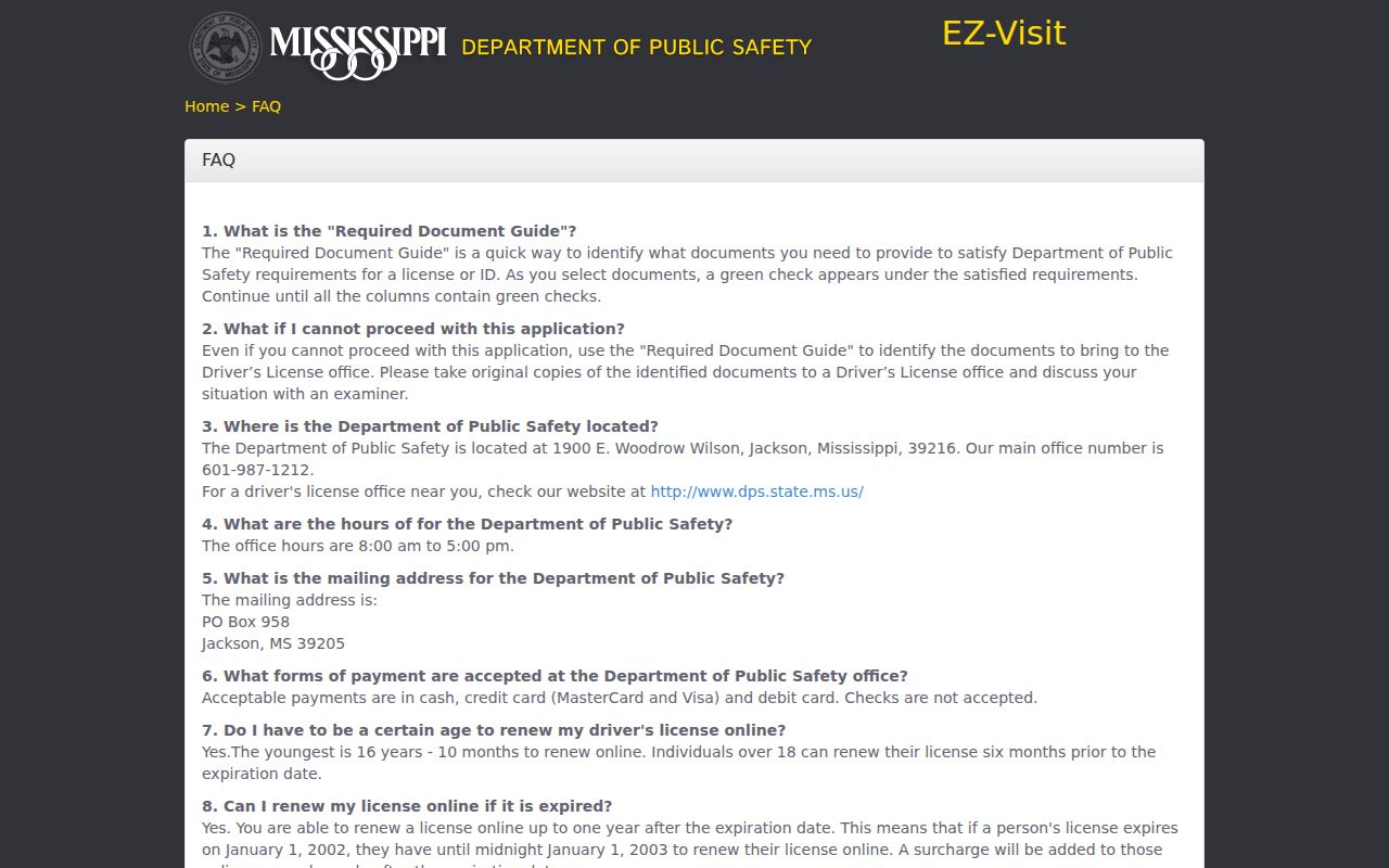 State driver service portal page showing fee categories that are separate from a Claiborne County traffic warrant