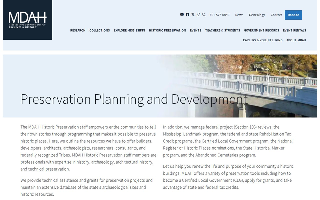 State preservation program page covering the Port Gibson historic district where warrant offices are located